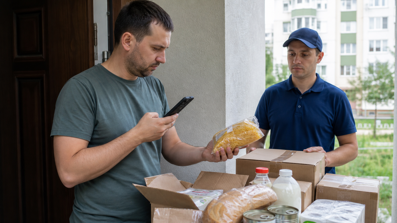 Покупець перевіряє цілісність, кількість і строки придатності товарів MAUDAU у присутності кур’єра