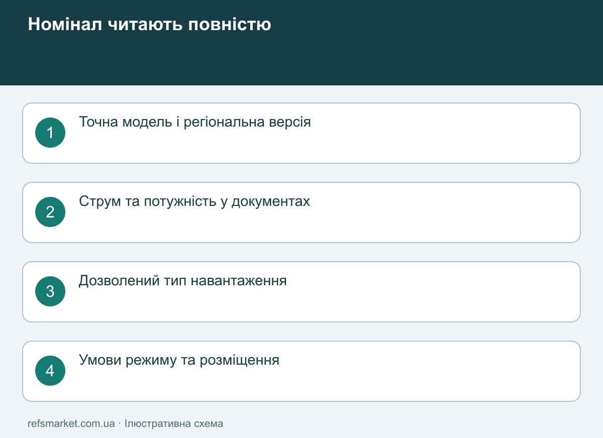 Число ватів не відокремлюють від приміток Номінал розетки перевіряється разом із типом навантаження та умовами роботи