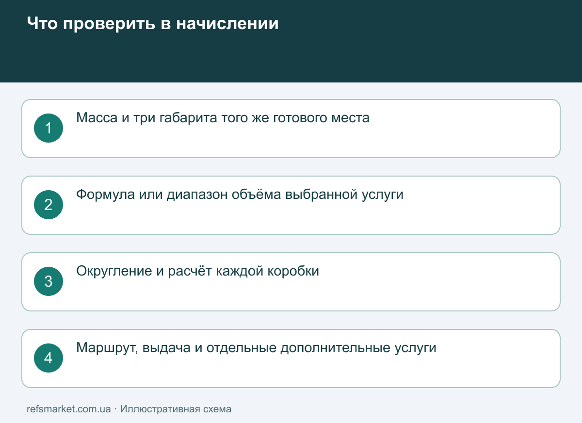 Составляющие проверки счёта: измерения, правило выбранной услуги, округление, маршрут и дополнительные услуги