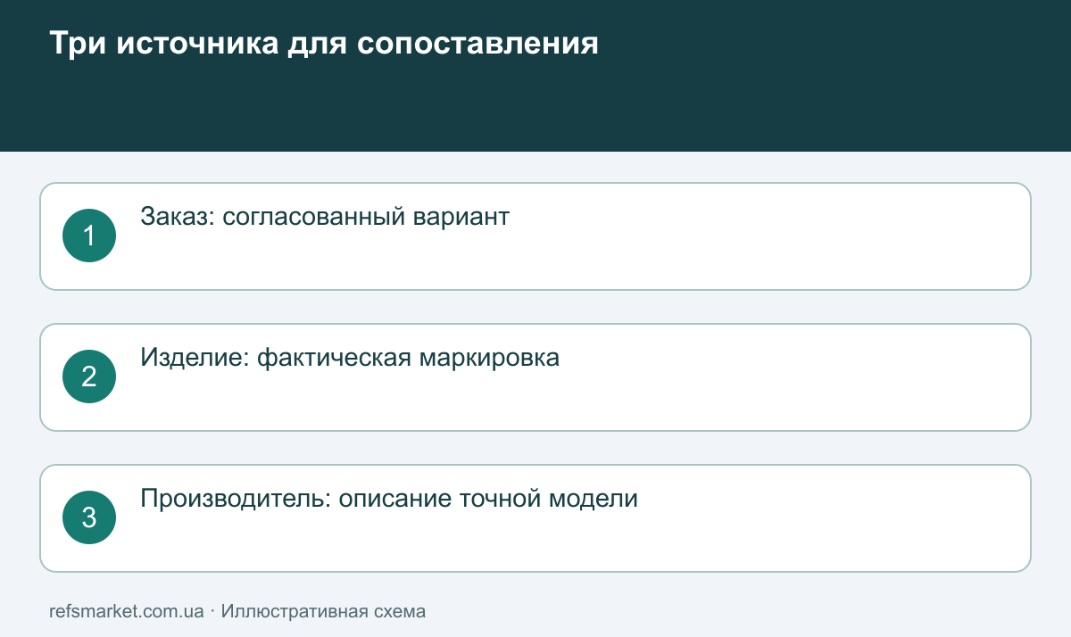 Как установить различие моделей Три источника сопоставления: подтверждённый заказ, маркировка изделия, официальное описание модели