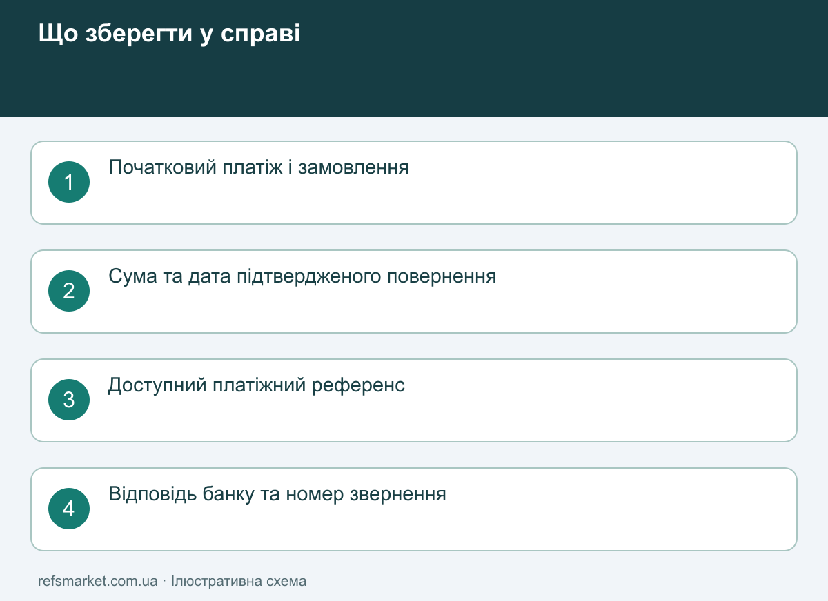 Що підготувати для звіряння: покупка, підтвердження повернення, референс, відповідь банку