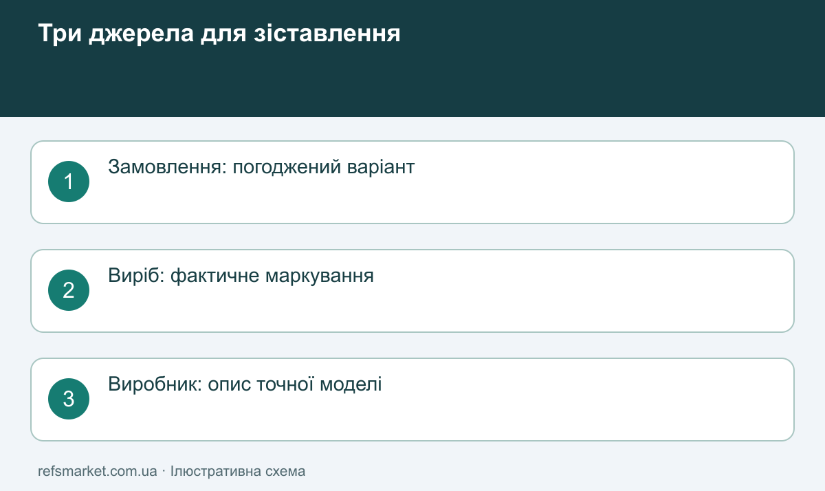 Як встановити невідповідність моделі Три джерела зіставлення: підтверджене замовлення, маркування виробу, офіційний опис моделі