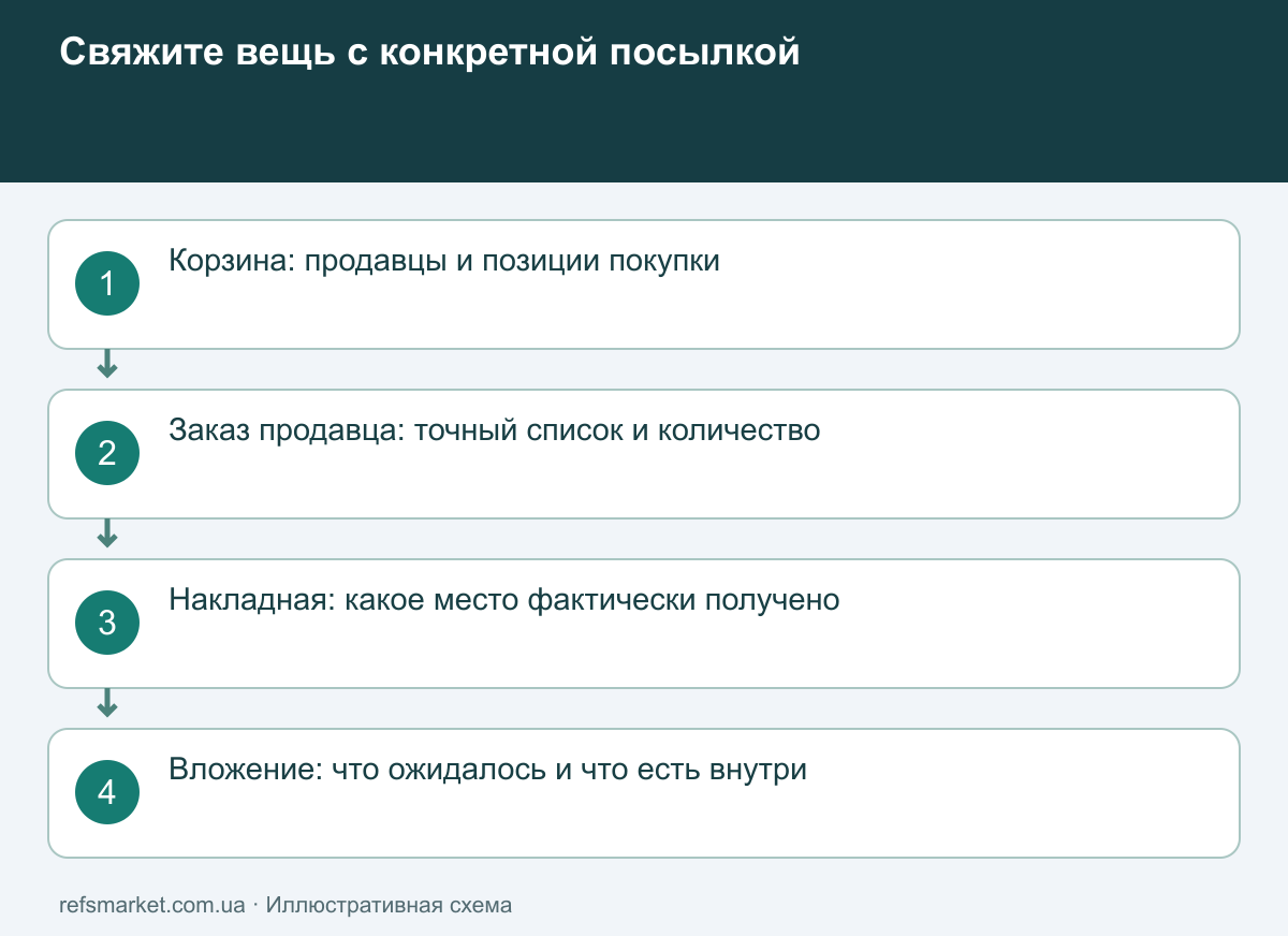 Корзина, заказ конкретного продавца, транспортная накладная и связанная с ней позиция