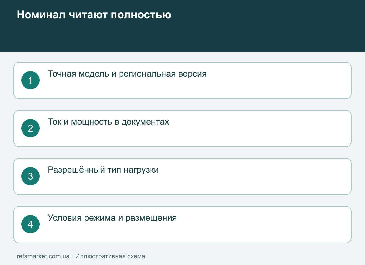Читать номинал вместе с примечаниями Допустимая нагрузка рассматривается вместе с током, мощностью и условиями работы