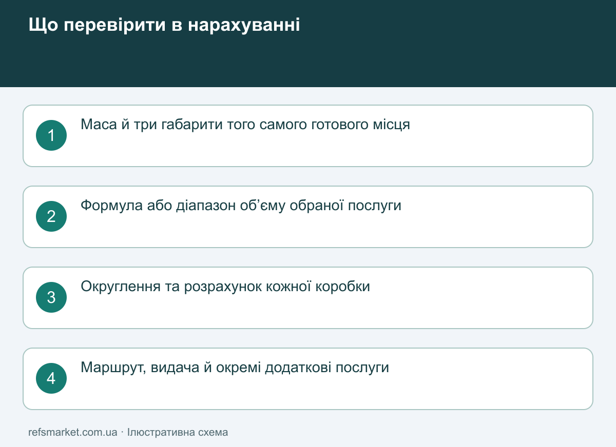 Розкладіть рахунок на перевірювані складові Перевірка розбіжності в доставці: параметри посилки, правило послуги, округлення та доплати